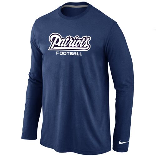 Nike New England Patriots Authentic Font Long Sleeve NFL T-Shirt - Dark Blue